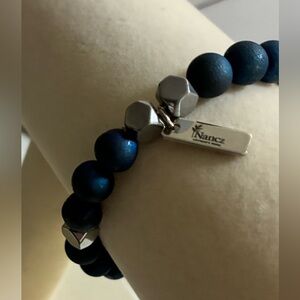 Nancz Artisan’s Nook | Matte Cobalt & Metallic “Ocean Mist” Luxury Bracelet